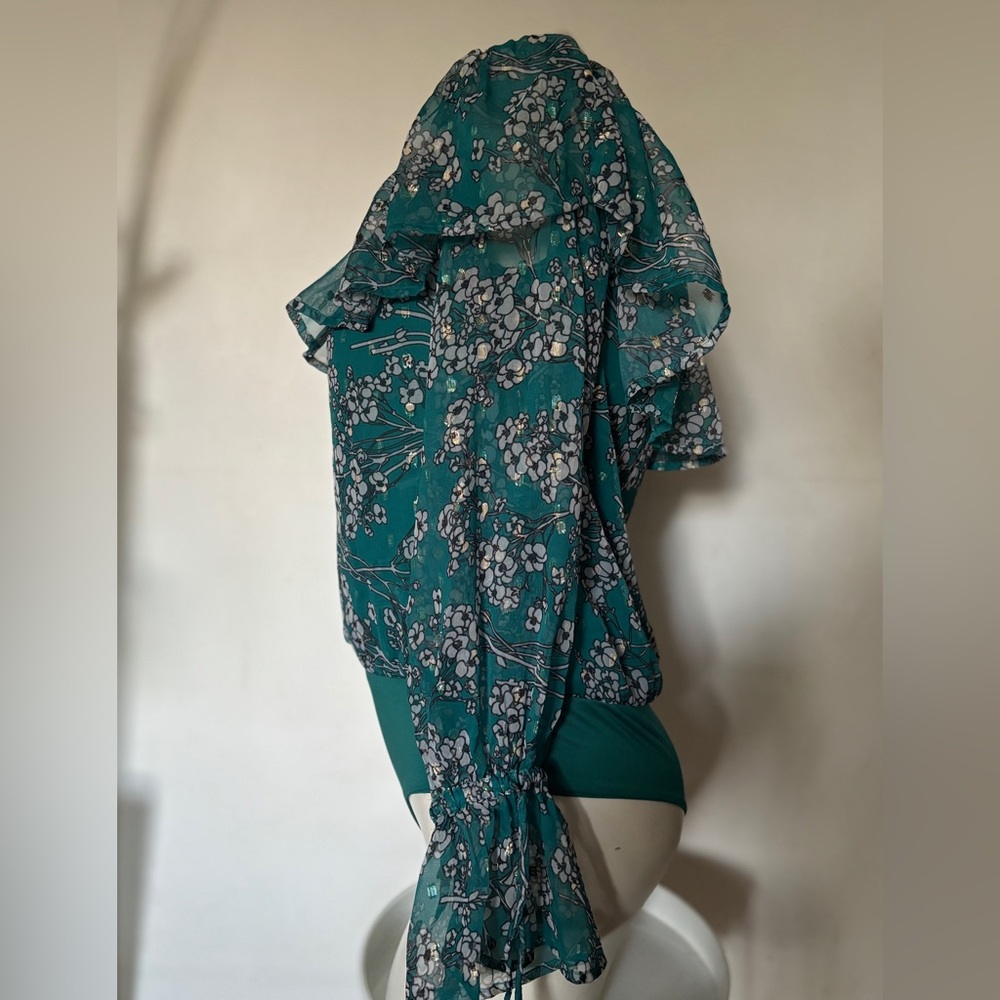 x REVOLVE Vada Bodysuit in Teal Floral Multi HOUSE OF HARLOW 1960 Like New SZ S - Picture 4 of 6